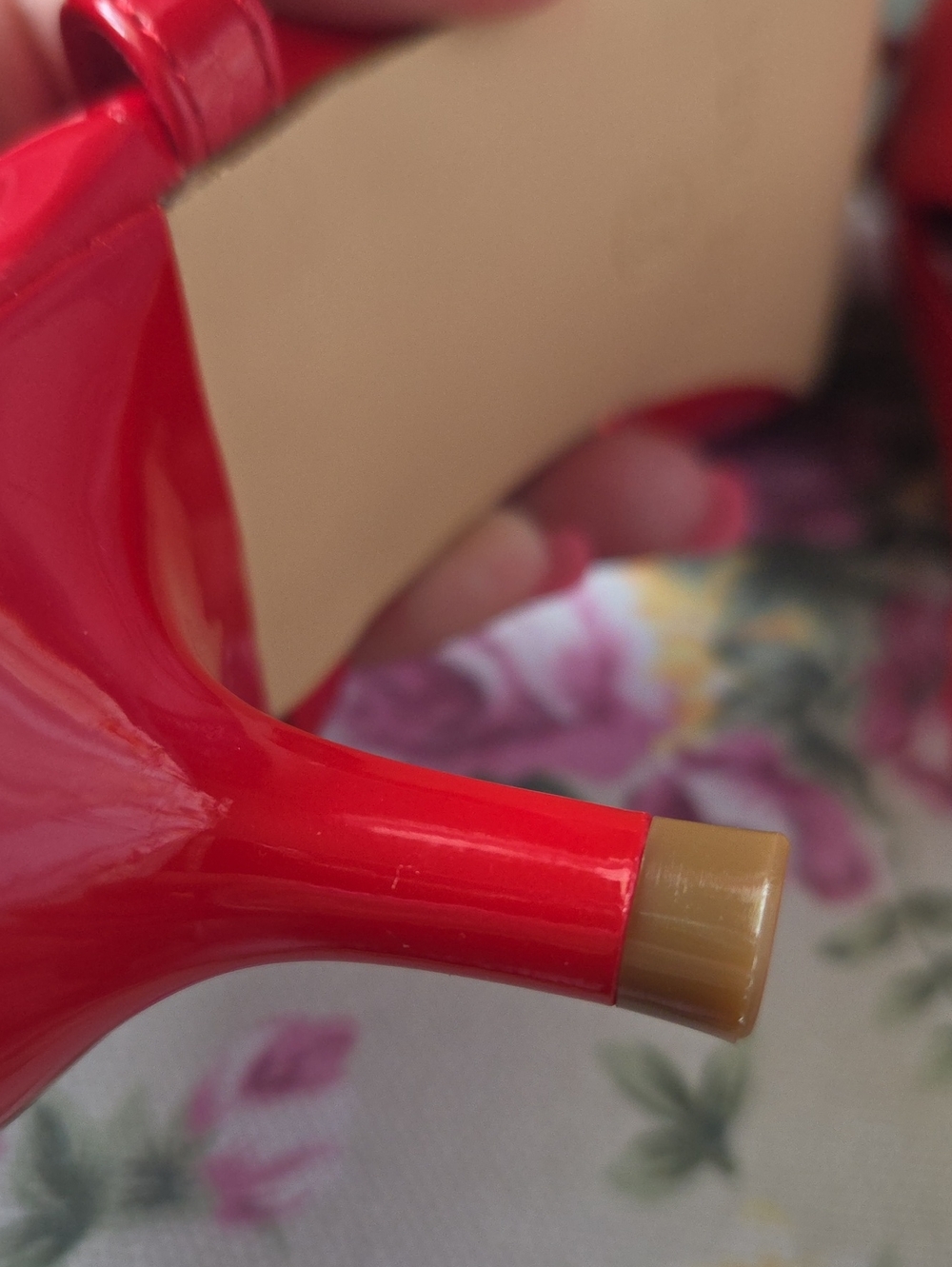 Red Patent Slingback Pointed-Toe Heels with Decorative Buckle - Picture 8 of 14
